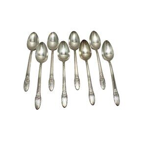 1847 Rogers Bros IS Vintage 1937 FIRST LOVE Set of 8 Teaspoons 6.25" Silverplate